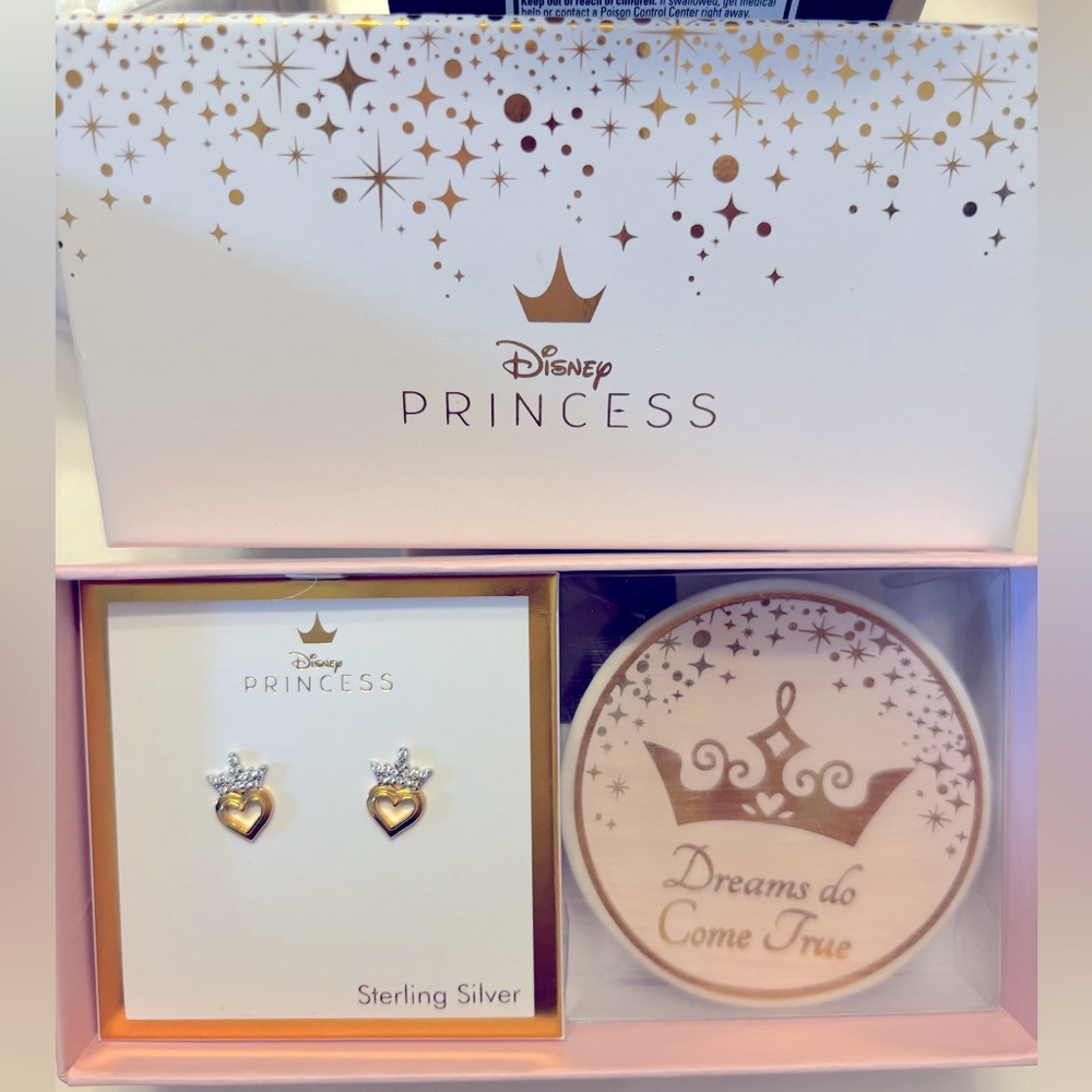Disney Princess Tiara Heart Earrings - Sterling Silver